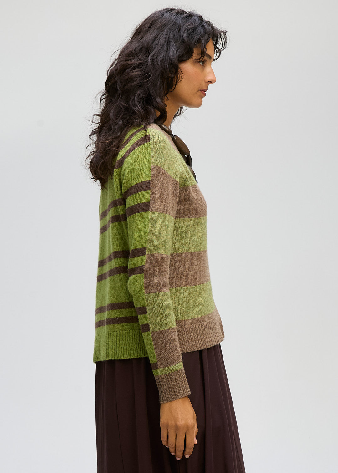 LD + Co Groove Stripe Cardigan in Cocoa 8187