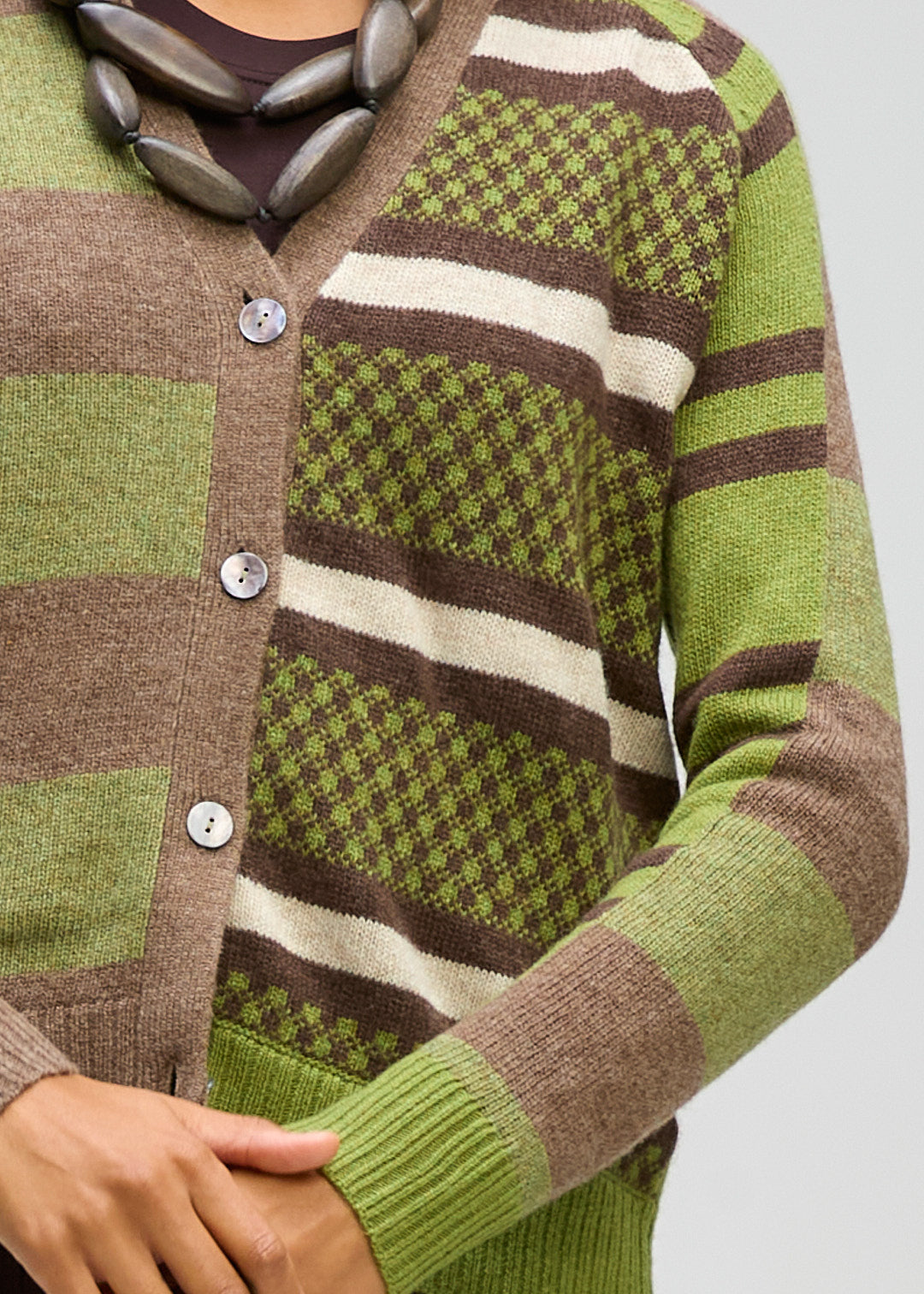 LD + Co Groove Stripe Cardigan in Cocoa 8187