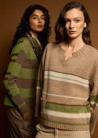 LD + Co Groove Stripe Cardigan in Cocoa 8187