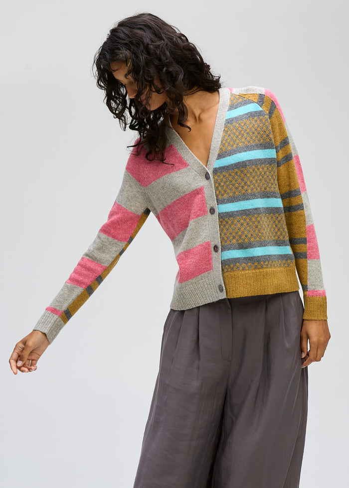 LD + Co Groove Stripe Cardigan in Marle 8187