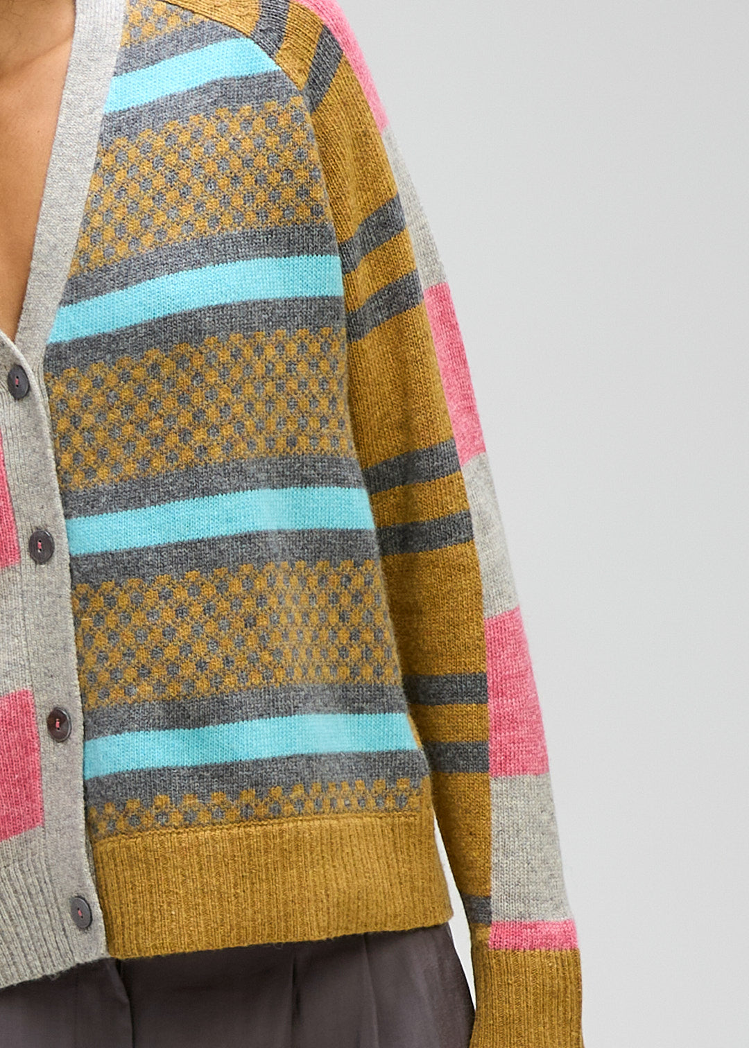 LD + Co Groove Stripe Cardigan in Marle 8187