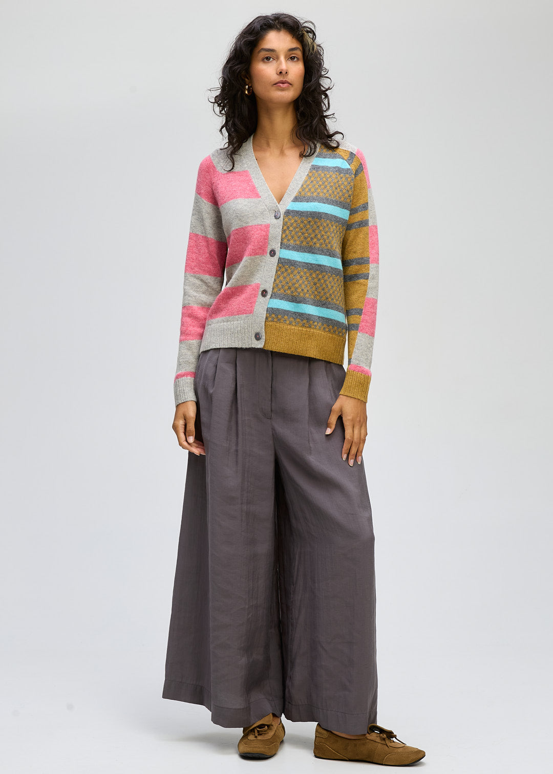 LD + Co Groove Stripe Cardigan in Marle 8187