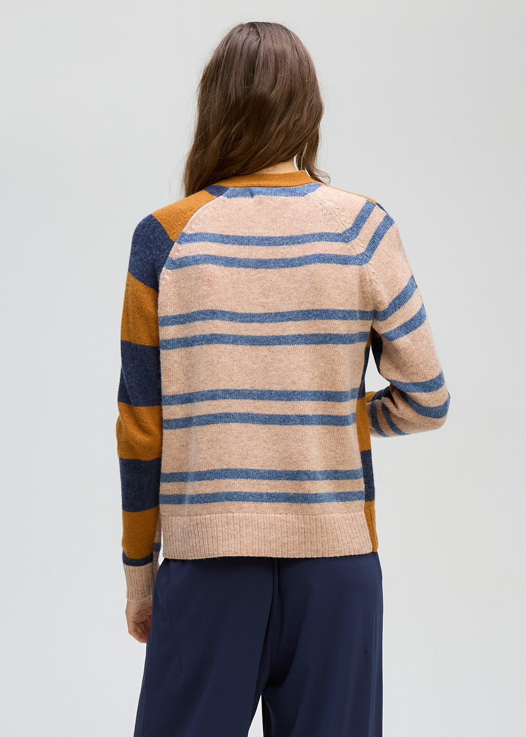 LD + Co Groove Stripe Cardigan in Toffee 8187