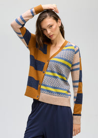 LD + Co Groove Stripe Cardigan in Toffee 8187