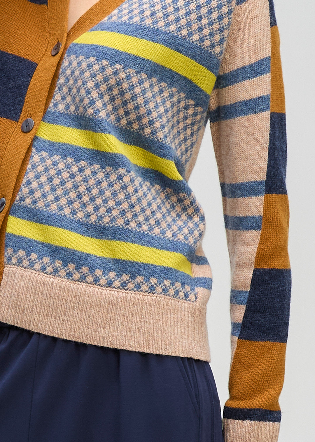 LD + Co Groove Stripe Cardigan in Toffee 8187