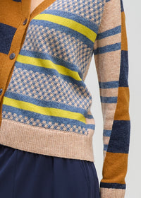 LD + Co Groove Stripe Cardigan in Toffee 8187