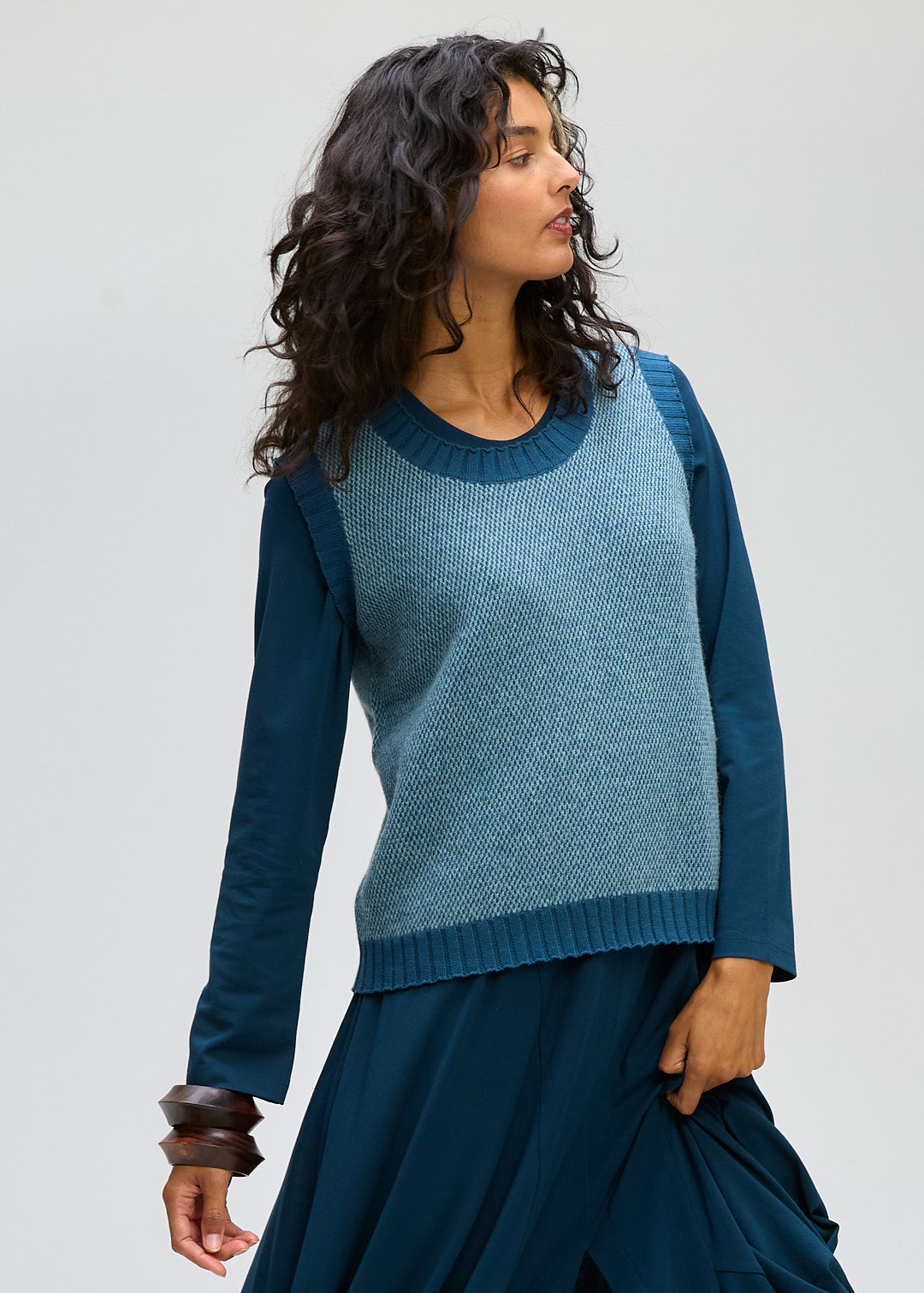 LD + Co Pattern Vest in Sea Foam 8191