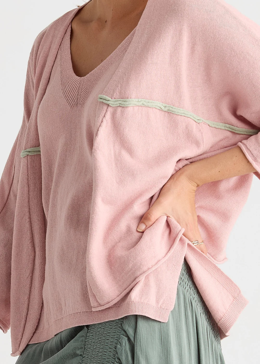LD + Co Offset Cardi in Rose