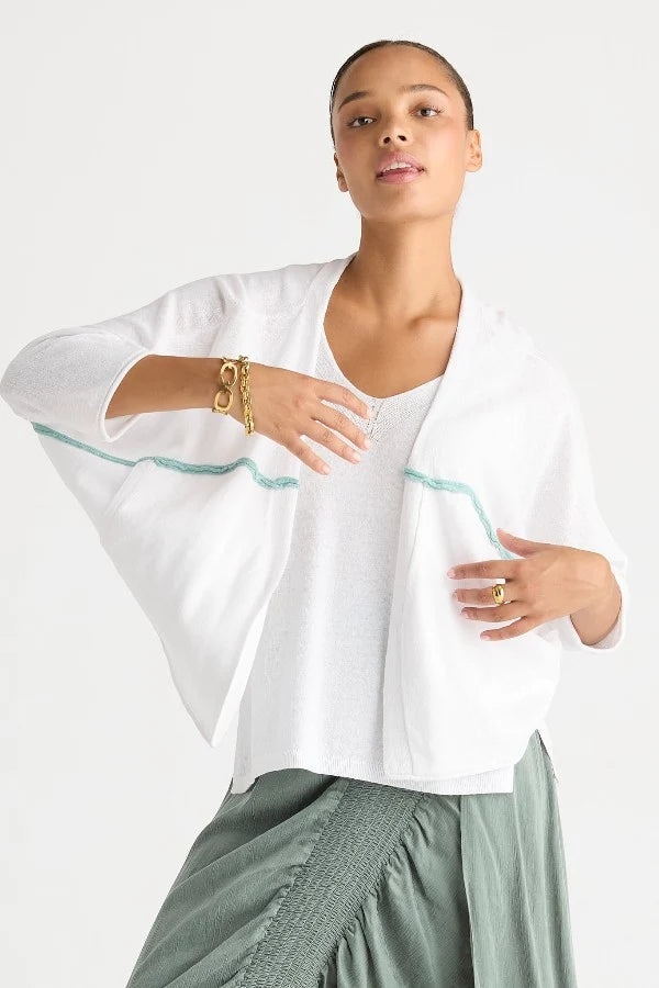 LD + Co Offset Cardi in White LC8862