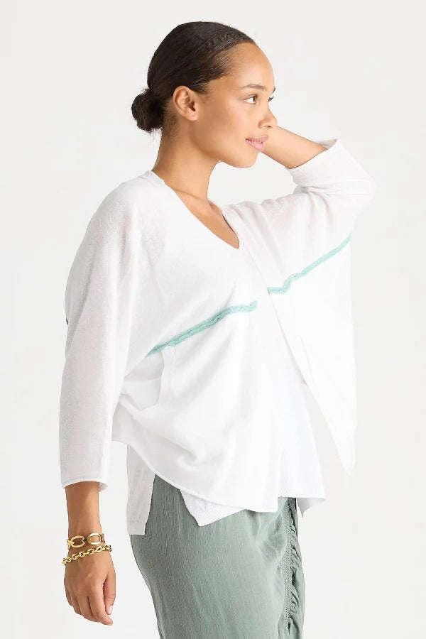 LD + Co Offset Cardi in White LC8862