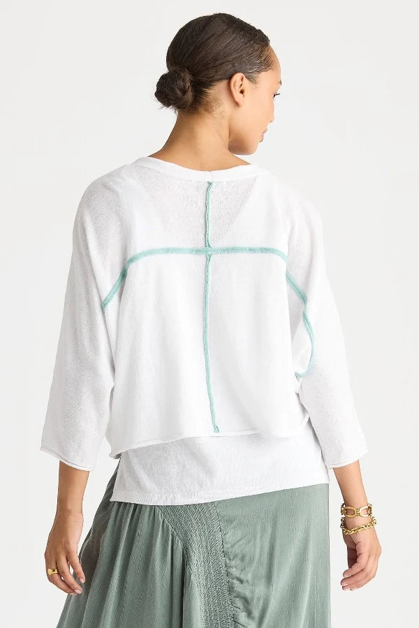 LD + Co Offset Cardi in White LC8862