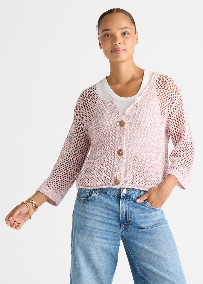 LD + Co Colour Mix Cardi in Rose LC8866
