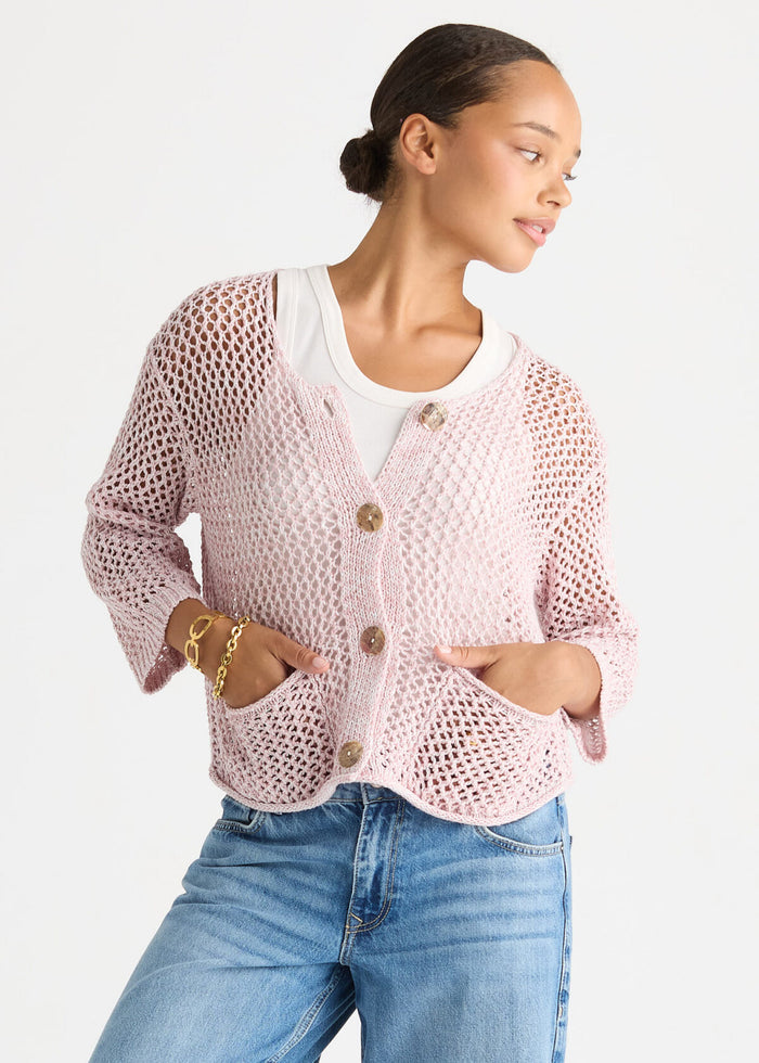 LD + Co Colour Mix Cardi in Rose LC8866