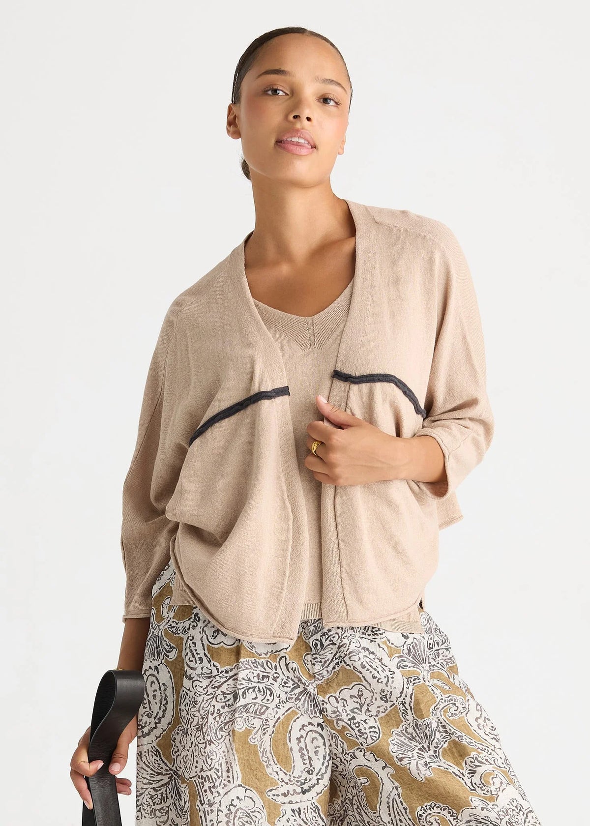 LD + Co Offset Cardi in Natural