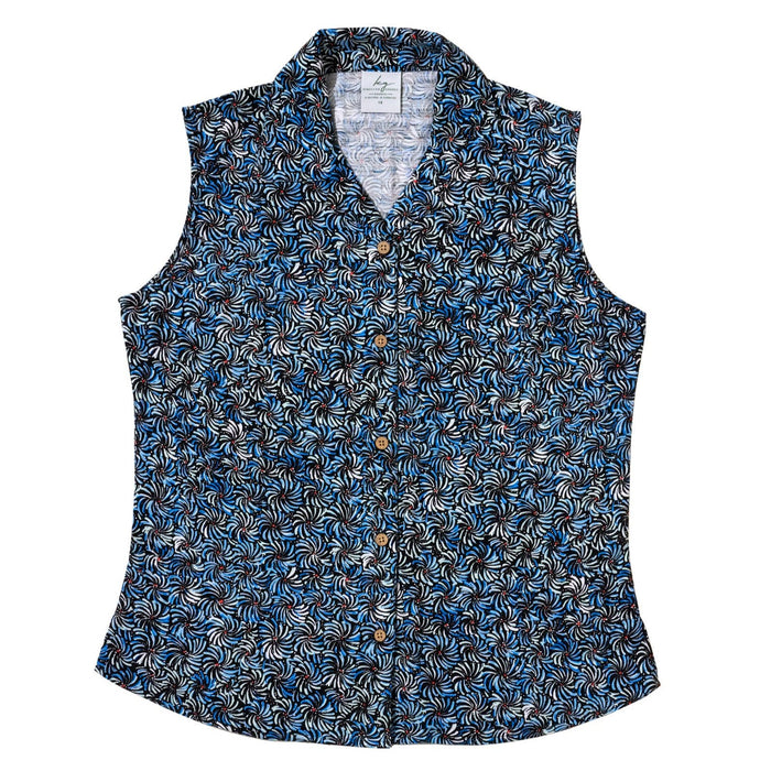 Bamboo Ladies Sleeveless Shirt Blue Banana