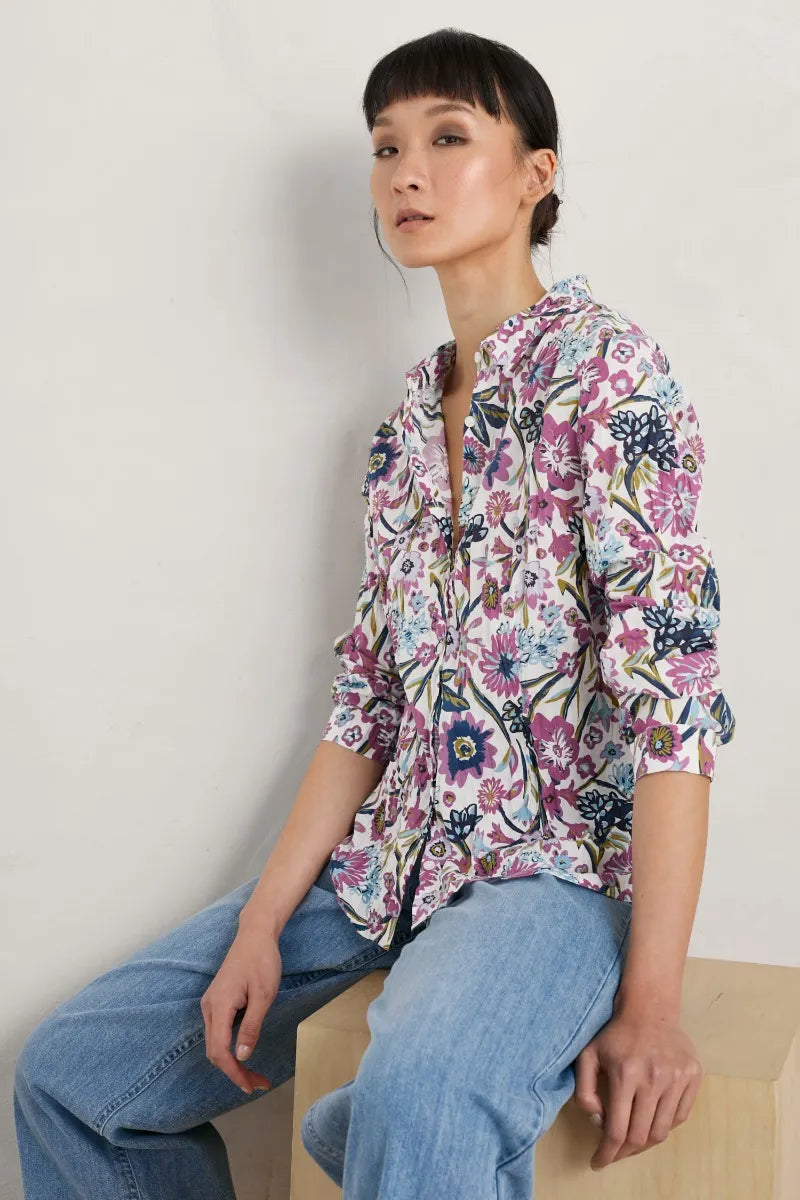 Seasalt Larissa Shirt Floral Terrain Chalk