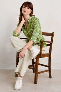 Seasalt Larissa Shirt Marshland Birds Dark Citron