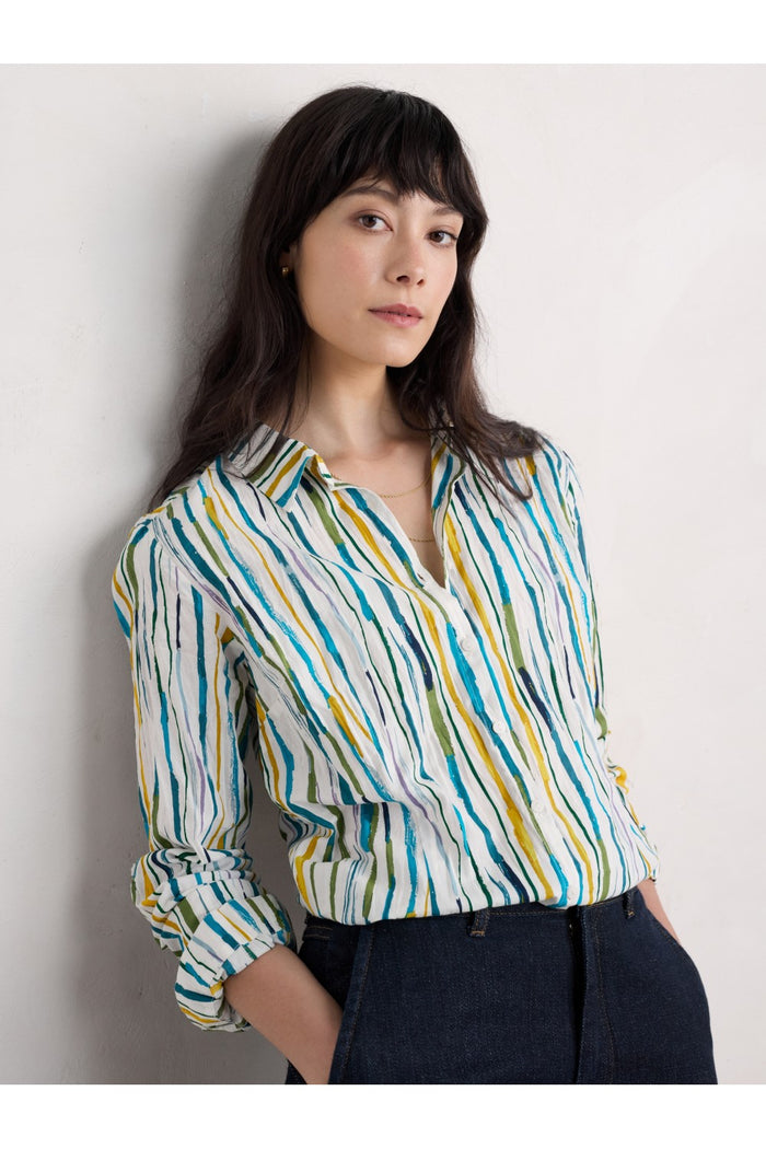 Seasalt Larissa Shirt - Painterly Stripe Chalk