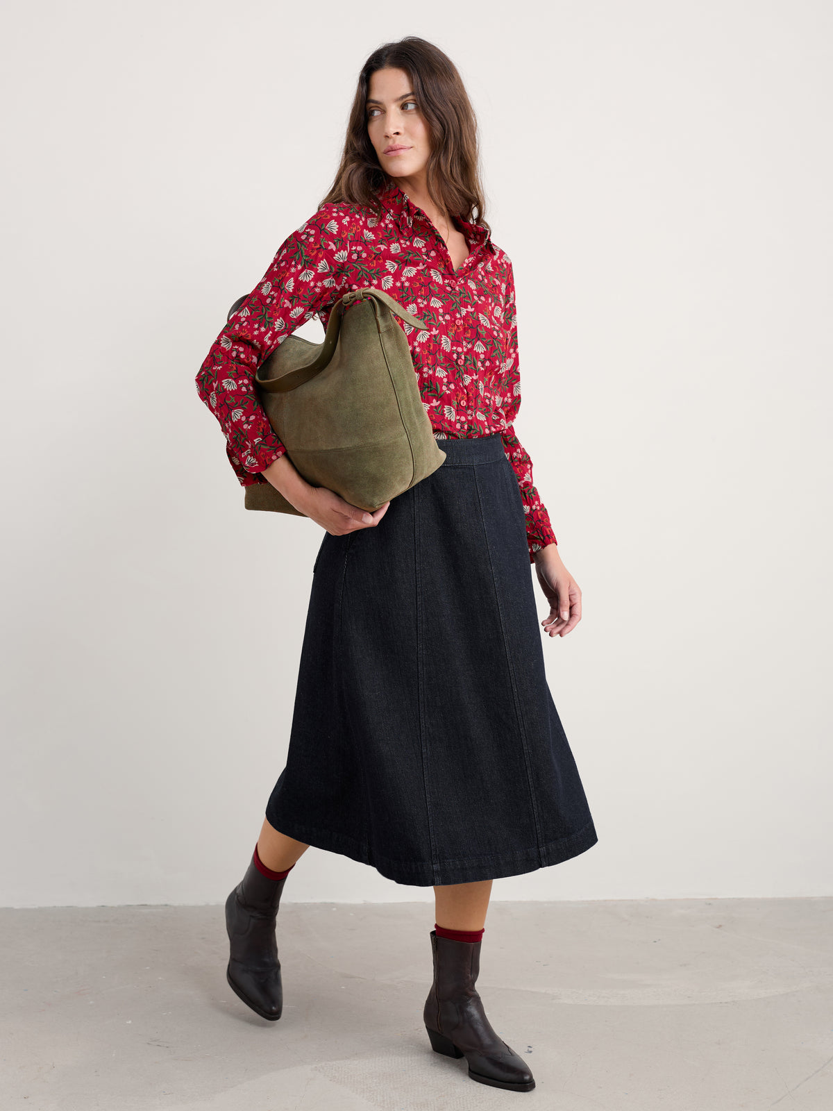 Seasalt Larissa Shirt in Winter Wildflower Carmine