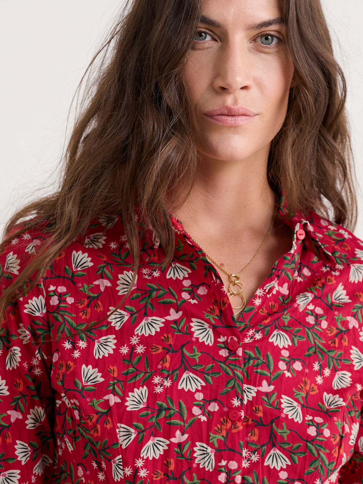 Seasalt Larissa Shirt in Winter Wildflower Carmine