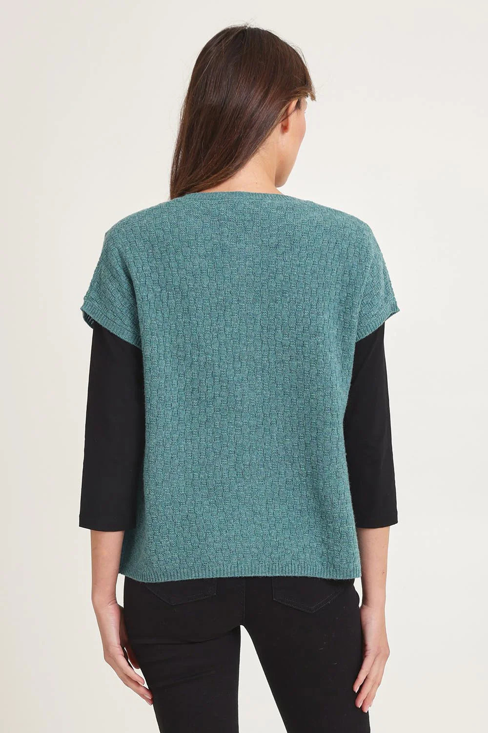 Mansted Komma Button Vest in Sea
