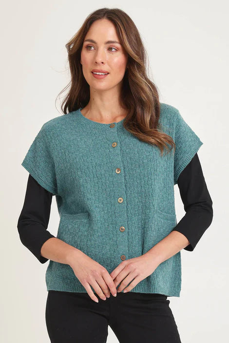 Mansted Komma Button Vest in Sea