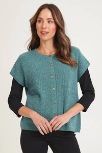 Mansted Komma Button Vest in Sea
