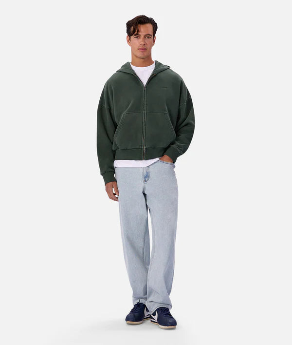 The Staten Zip Through Hoodie - Lawn