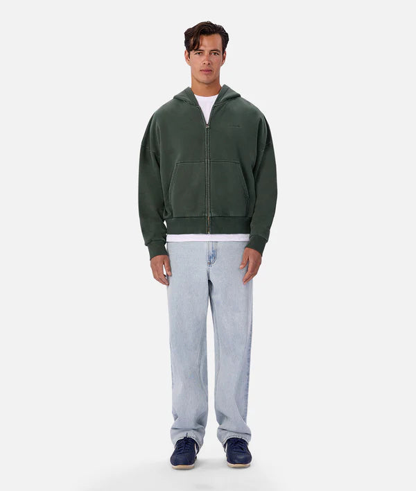 The Staten Zip Through Hoodie - Lawn