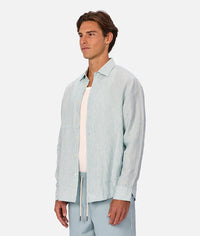 The Avignon L/S Linen Shirt in Mint & Turquoise