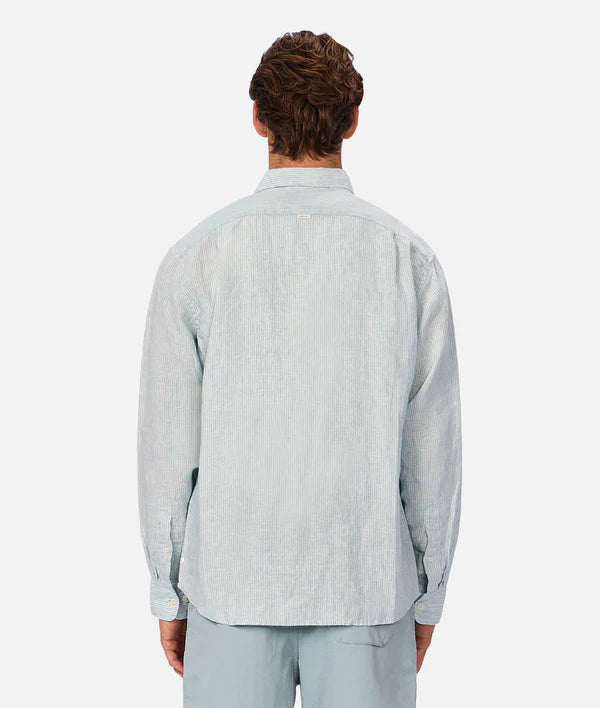 The Avignon L/S Linen Shirt in Mint & Turquoise