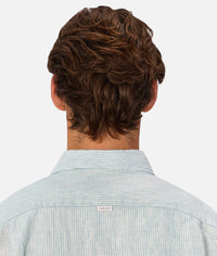 The Avignon L/S Linen Shirt in Mint & Turquoise