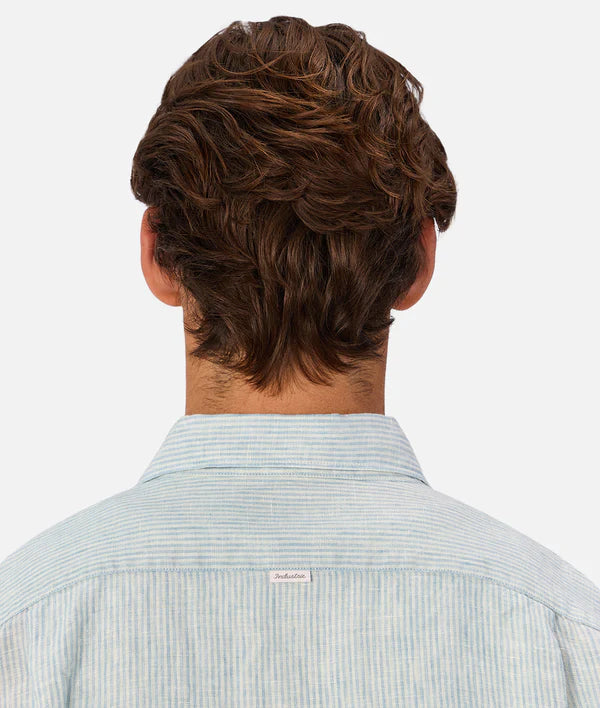 The Avignon L/S Linen Shirt in Mint & Turquoise