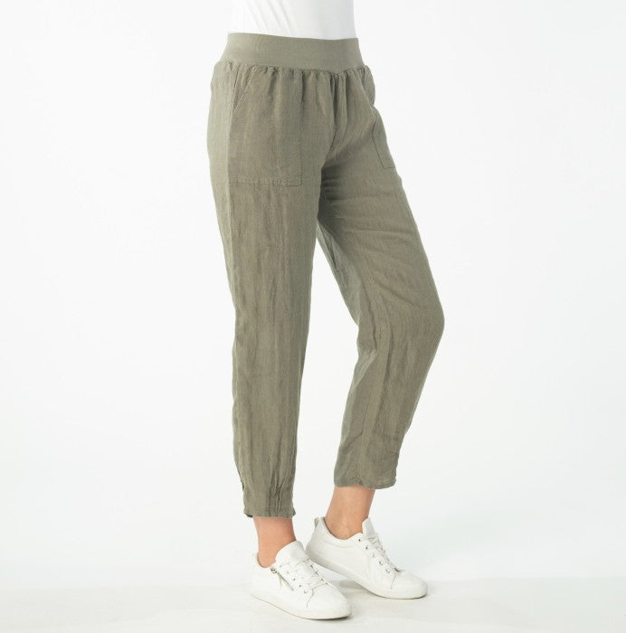 Maglia Tapered Linen Pant in Natural, Olive, Rust and Navy