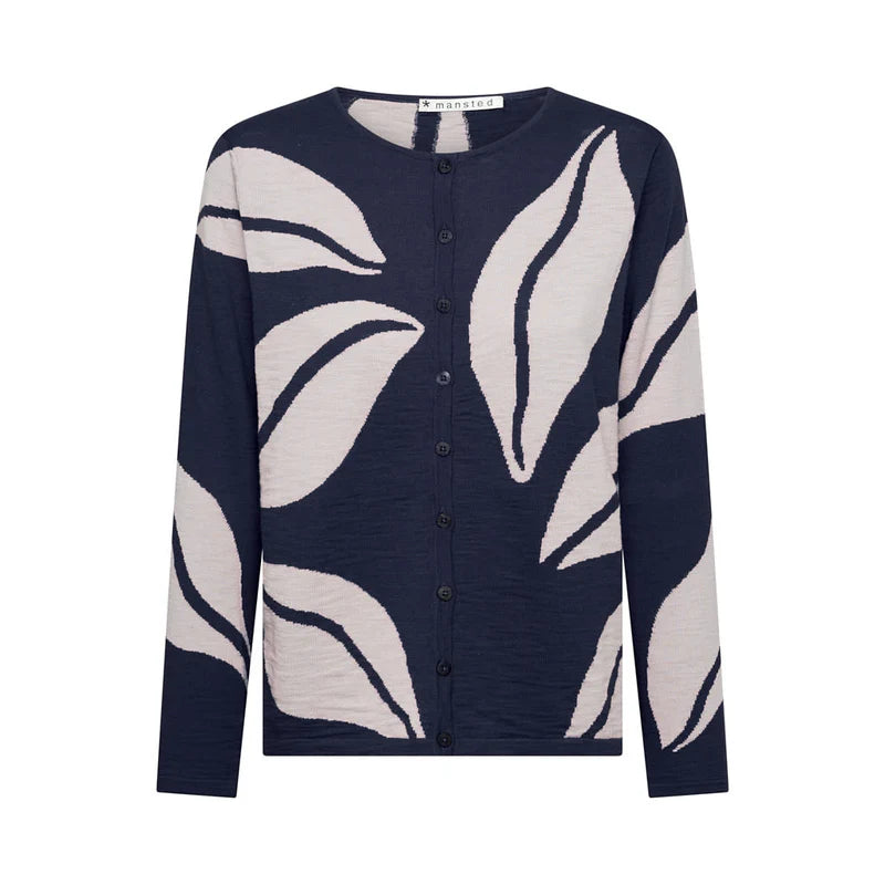 Mansted Edo Leaf Love Cardi in Navy