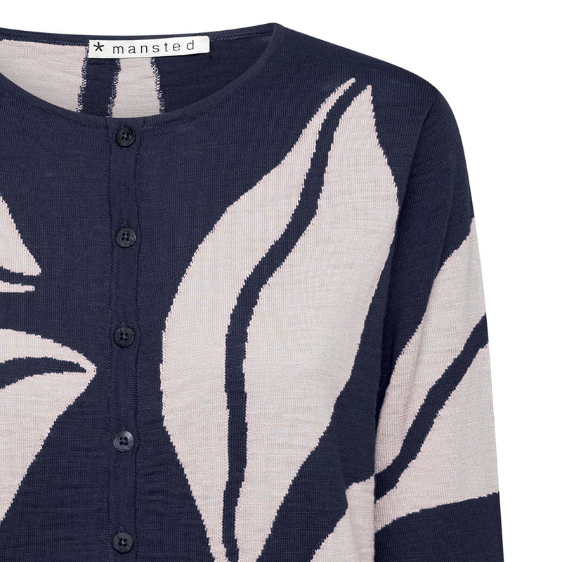 Mansted Edo Leaf Love Cardi in Navy