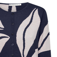 Mansted Edo Leaf Love Cardi in Navy