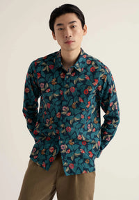 Men's Palores Short Sleeve Shirt in Dye Plant Abstract Maritime