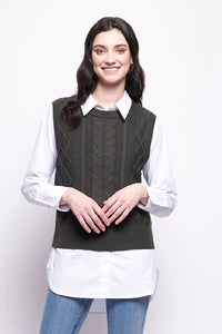 Foil Plot Twist Vest in Hunter