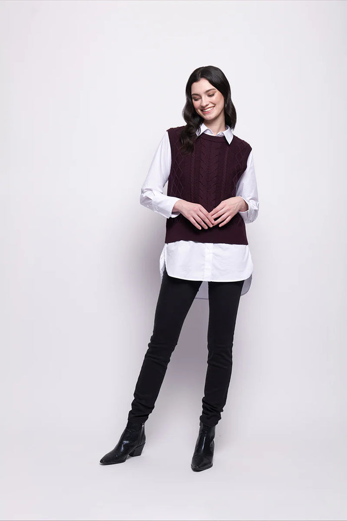 Foil Plot Twist Vest in Plum