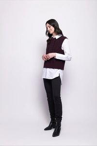 Foil Plot Twist Vest in Plum