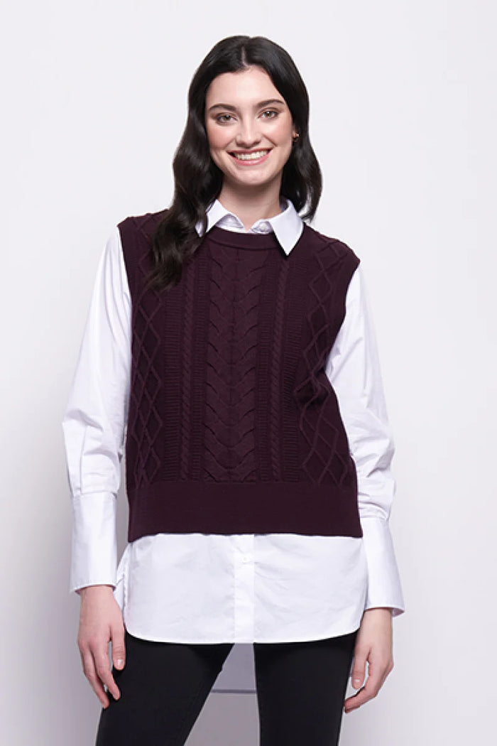 Foil Plot Twist Vest in Plum
