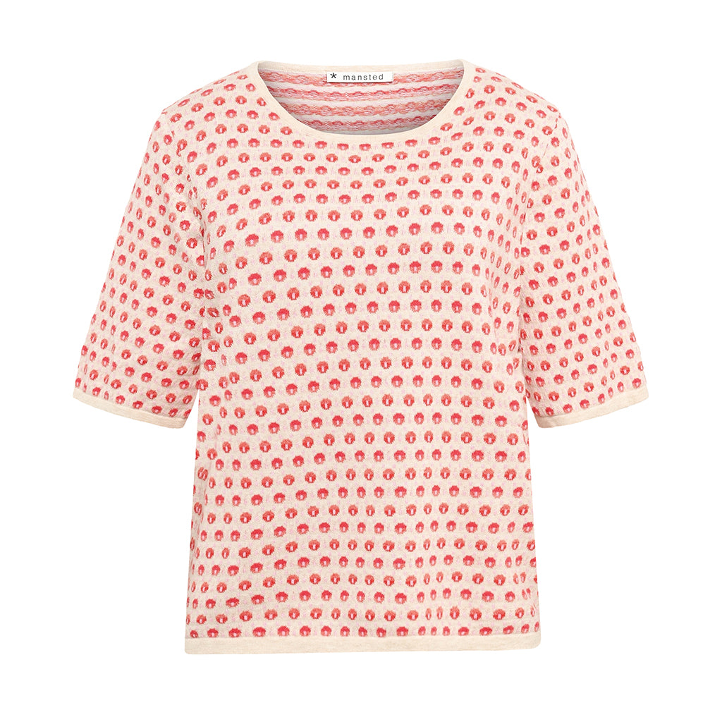 Pomme Eco Dashed Dot Tee in Soft Red