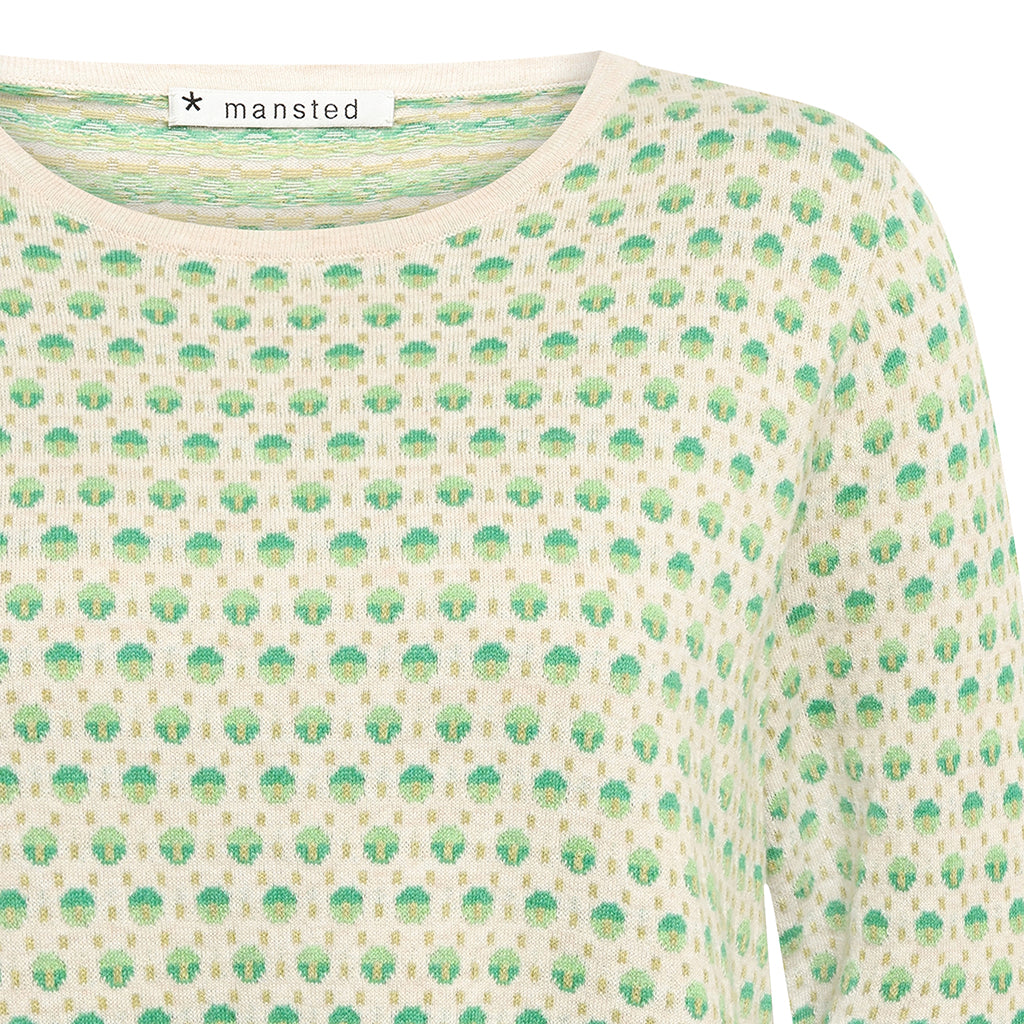 Poppie Eco Dashed Dot Crew in Leaf