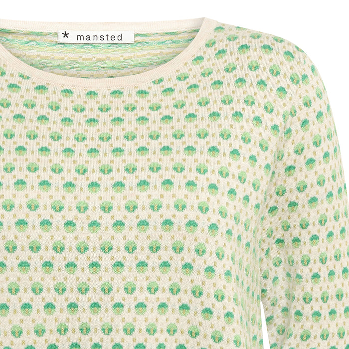 Poppie Eco Dashed Dot Crew in Leaf