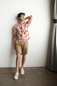 James Harper Short Sleeve Puerto Rico printed shirt in Paprika