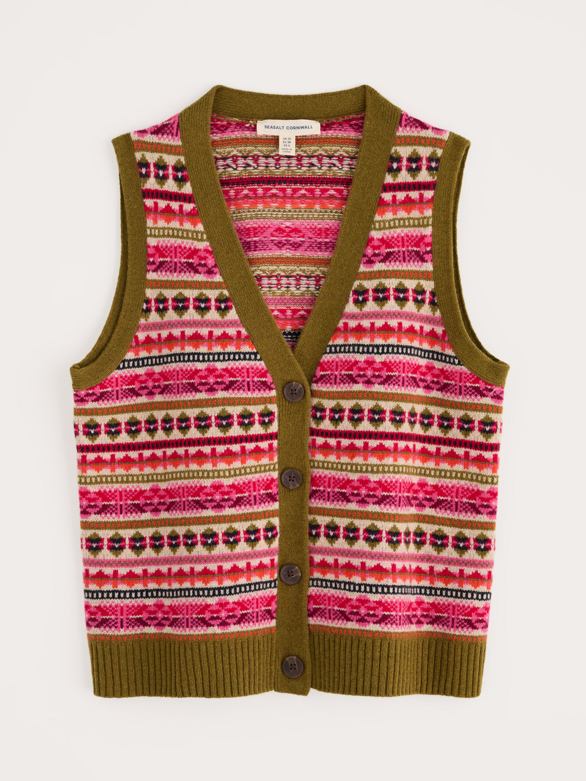 Seasalt Percella Cove Waistcoat Vest Merino - Scillia Aran Multi