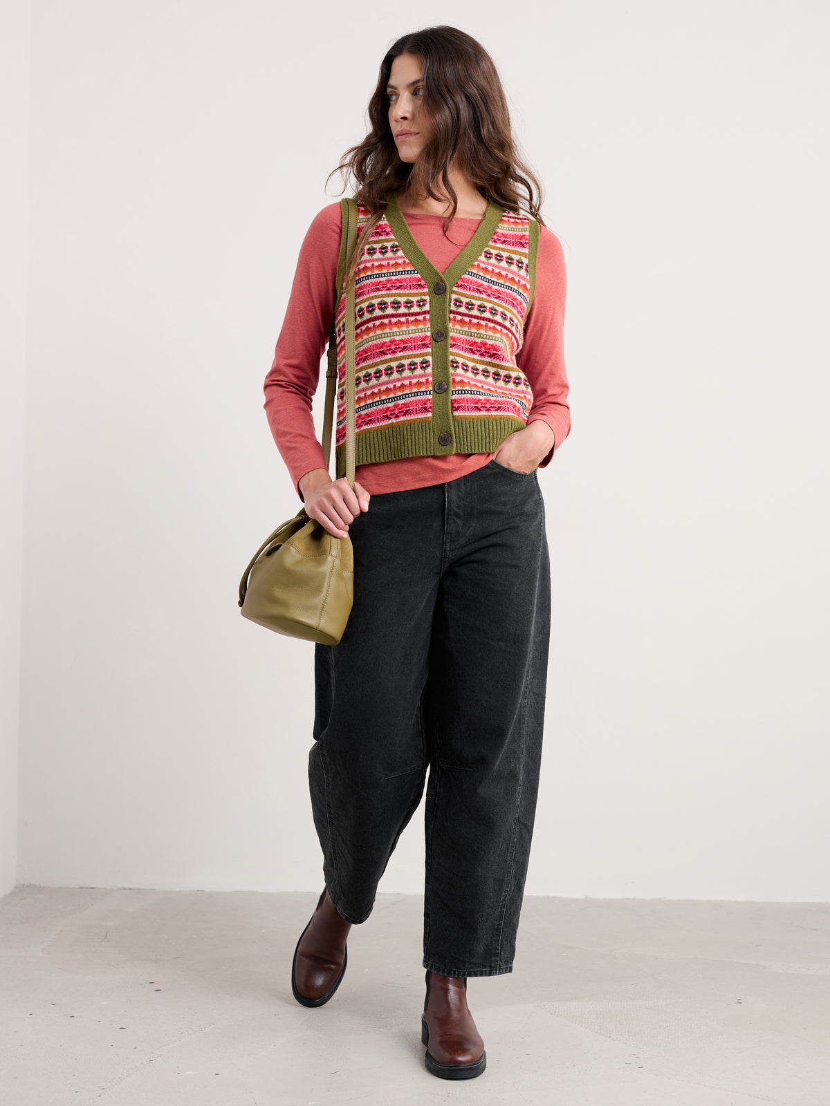 Seasalt Percella Cove Waistcoat Vest Merino - Scillia Aran Multi
