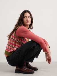 Seasalt Percella Cove Waistcoat Vest Merino - Scillia Aran Multi