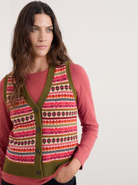 Seasalt Percella Cove Waistcoat Vest Merino - Scillia Aran Multi